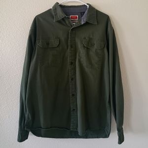 Amry green button down shirt